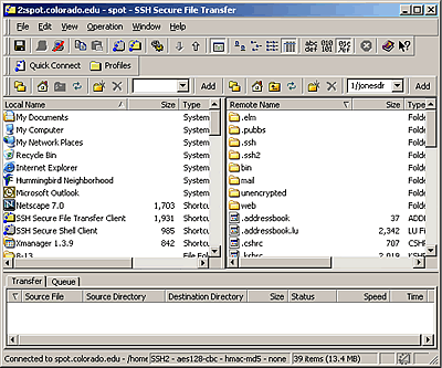 Image of SSH Secure File Transfer  window.