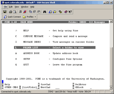 Image of SSH comand list.